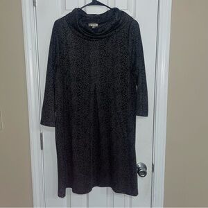 Tyler Boe Kim Dress XL Black & Grey Snake Skin Print Cowl‎ Neck 3/4 Sleeve